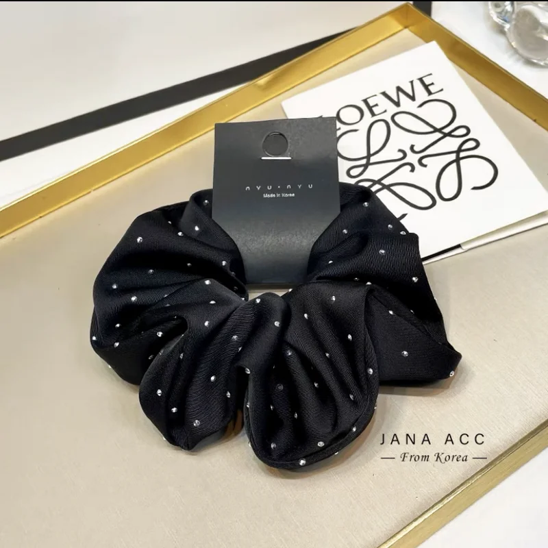 2023 Women Fashion Silk Scrunchie With Rhinestones Elastic Satin Hair Band Girls Big Hair Tie Balck Crunchy For Hair Accessories 2023 Women Fashion Silk Scrunchie With Rhinestones Elastic Satin Hair Band Girls Big Hair Tie Balck Crunchy For Hair Accessories