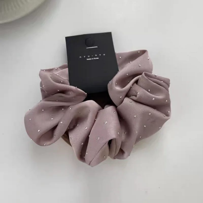 2023 Women Fashion Silk Scrunchie With Rhinestones Elastic Satin Hair Band Girls Big Hair Tie Balck Crunchy For Hair Accessories 2023 Women Fashion Silk Scrunchie With Rhinestones Elastic Satin Hair Band Girls Big Hair Tie Balck Crunchy For Hair Accessories