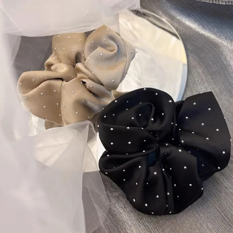 2023 Women Fashion Silk Scrunchie With Rhinestones Elastic Satin Hair Band Girls Big Hair Tie Balck Crunchy For Hair Accessories 2023 Women Fashion Silk Scrunchie With Rhinestones Elastic Satin Hair Band Girls Big Hair Tie Balck Crunchy For Hair Accessories