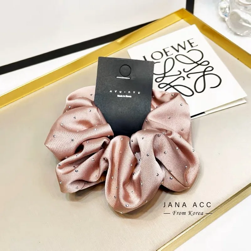 2023 Women Fashion Silk Scrunchie With Rhinestones Elastic Satin Hair Band Girls Big Hair Tie Balck Crunchy For Hair Accessories 2023 Women Fashion Silk Scrunchie With Rhinestones Elastic Satin Hair Band Girls Big Hair Tie Balck Crunchy For Hair Accessories